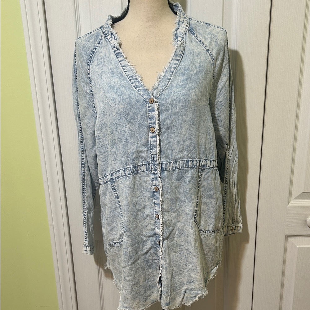 Promesa Sky Blue Denim Shirt Dress